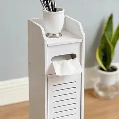 GENERICO - Mueble Organizador Angosto Blanco para Baño con Dispensor