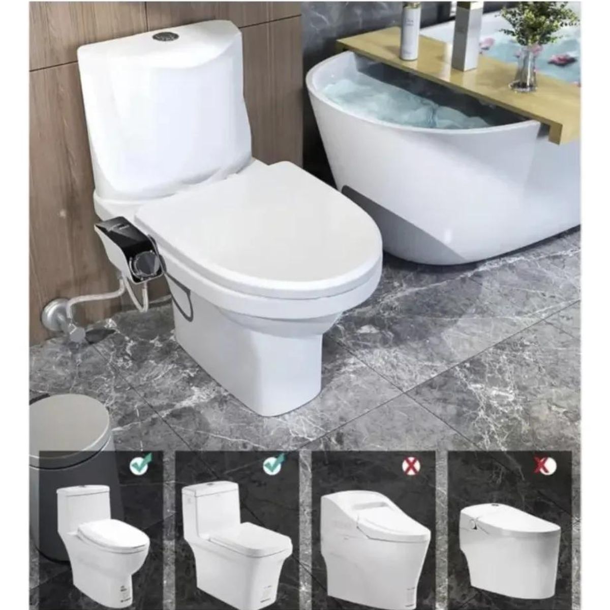 GENERICO - Bidet WC Universal con Doble Boquilla Ajustable