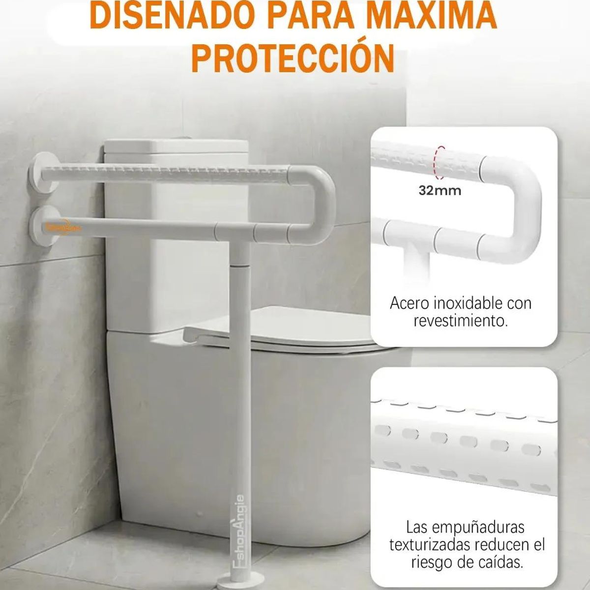 GENERICO - Barra de Seguridad para Baño en Acero Inoxidable