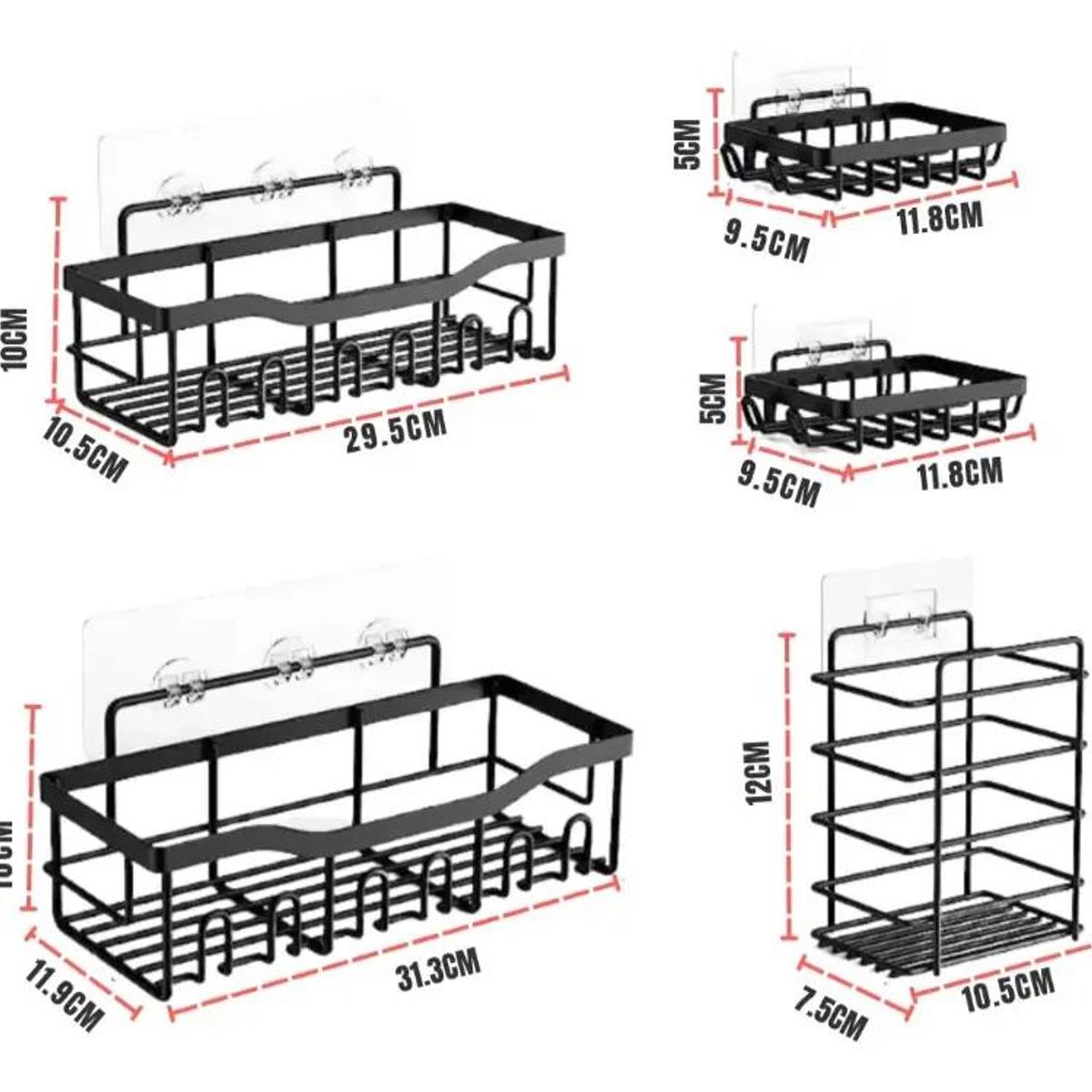 GENERICO - Set Organizador Baño 5 Piezas Colgador Esquinero