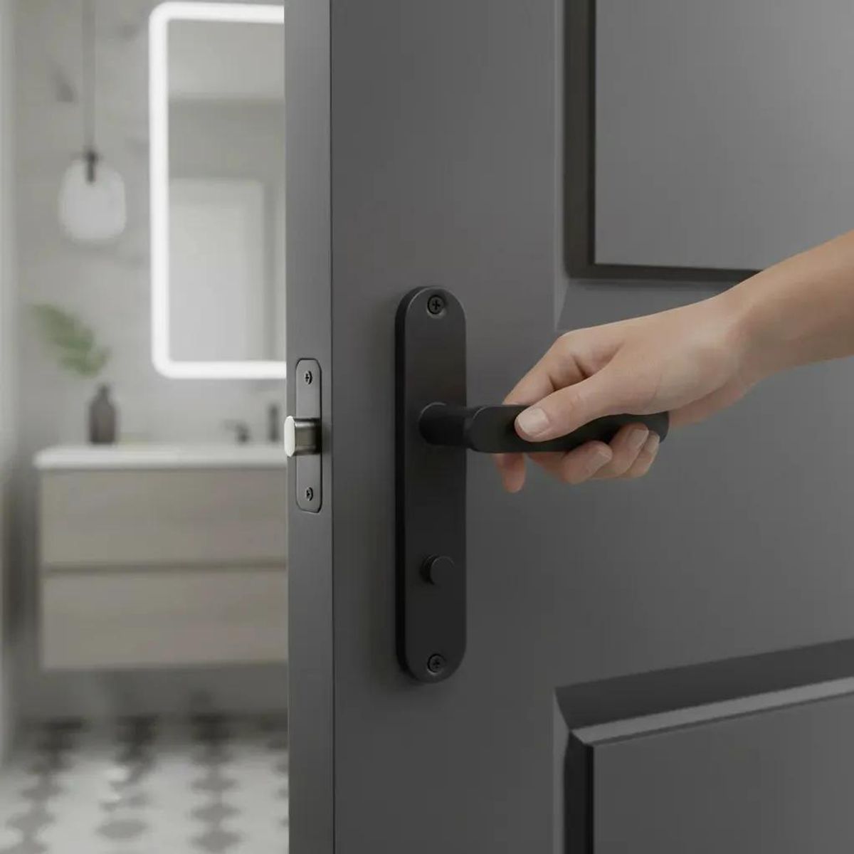 GENERICO - Cerradura de embutir para baño color negro