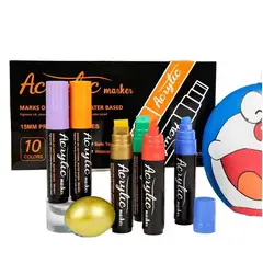 GENERICO - Marcadores de Pintura Acrílica 15mm – Set 10 Colores con Punta 3 en 1