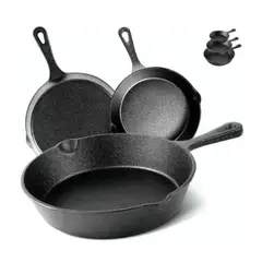 GENERICO - Set De 3 Sartenes Hierro Fundido