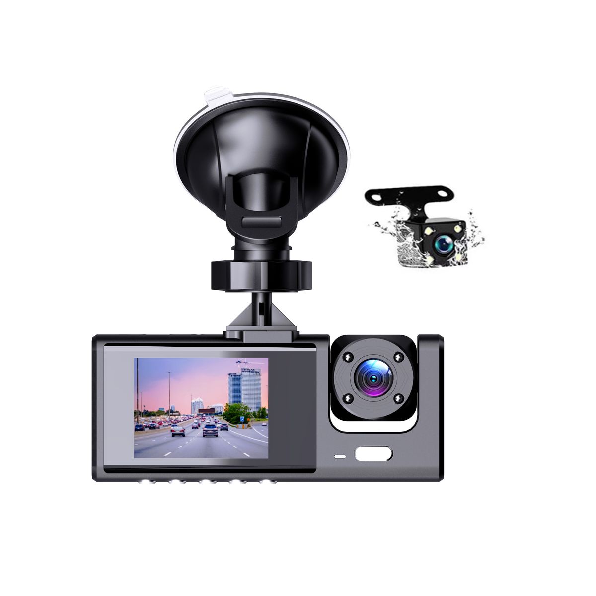 GENERICO - Cámara Para Auto Dash Cam 3 En 1 Full HD 1080p Frontal Trasera E Interna Con Visión Nocturna