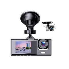 GENERICO - Cámara Para Auto Dash Cam 3 En 1 Full HD 1080p Frontal Trasera E Interna Con Visión Nocturna