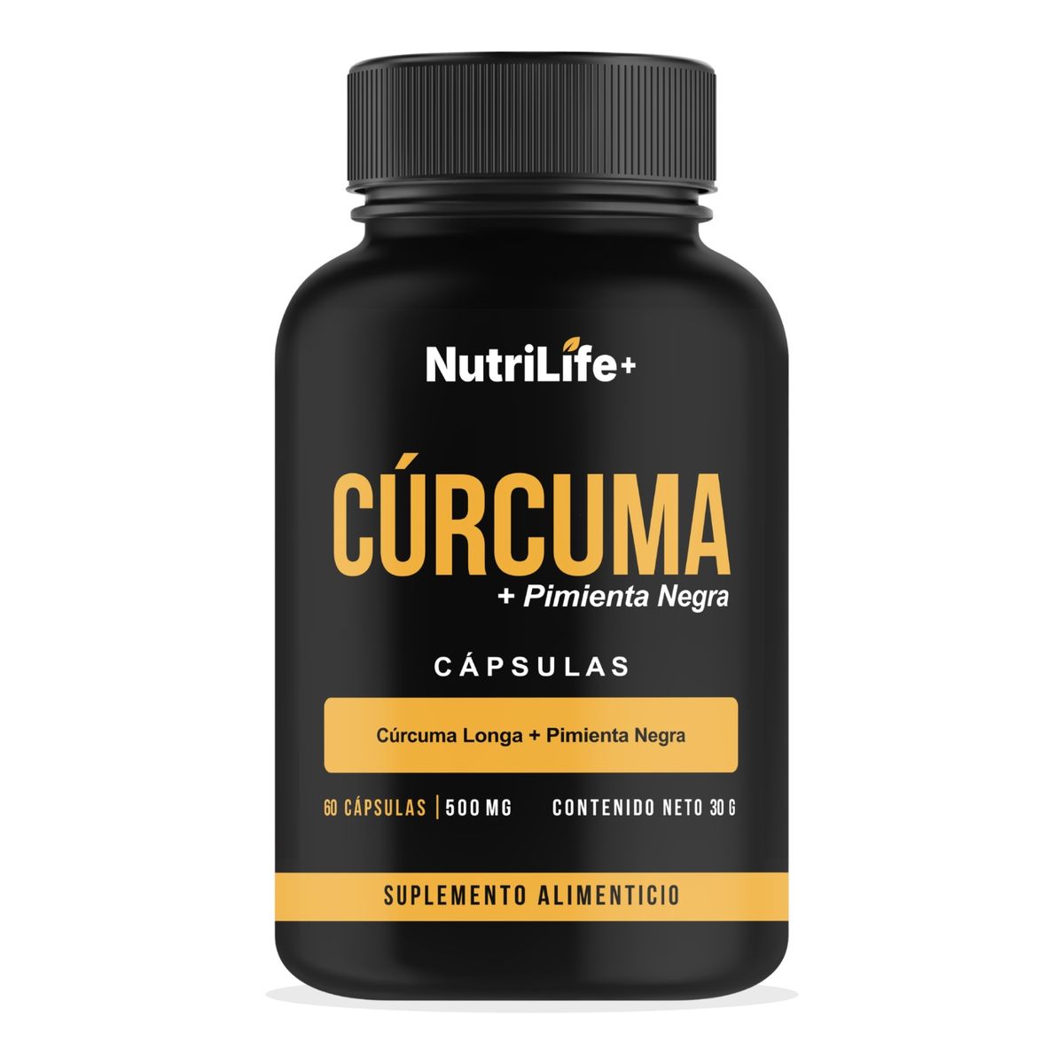EMETRES - Curcuma Con Pimienta Negra 500mg Nutrilife+ Suplemento De Cúrcuma
