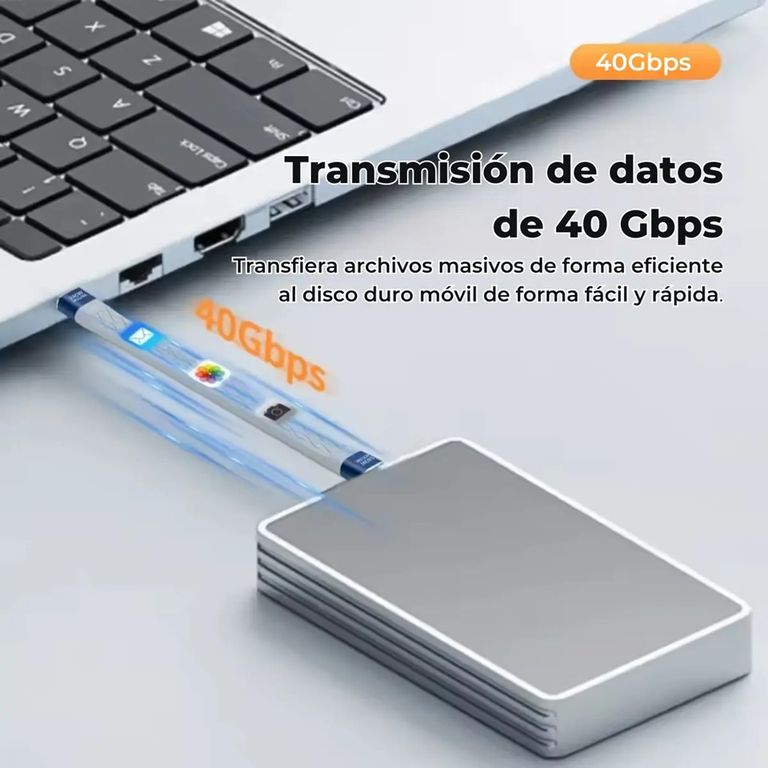 GENERICO Cable Usb4 Corto Tipo C 240w 40gbps 8k Video Datos Ssd