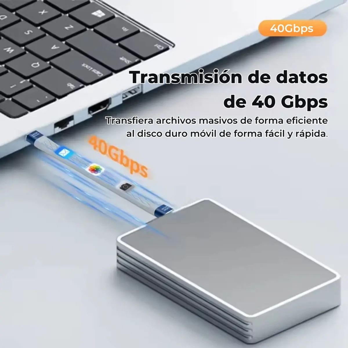 GENERICO - Cable Usb4 Corto Tipo C 240w 40gbps 8k Video Datos Ssd
