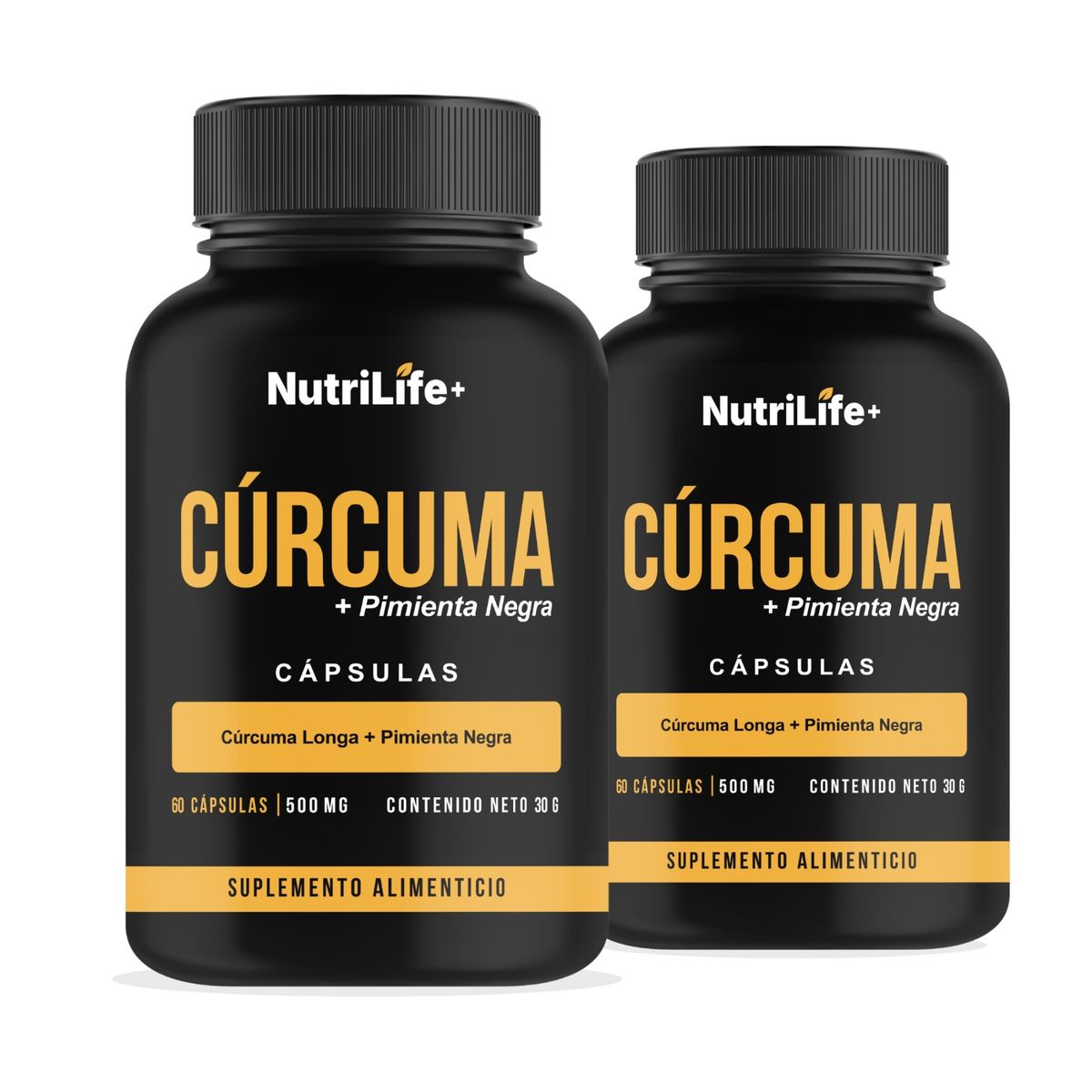 EMETRES - Pack 2 Cúrcuma + Pimienta Negra Nutrilife+ 120 Cápsulas