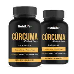 EMETRES - Pack 2 Cúrcuma + Pimienta Negra Nutrilife+ 120 Cápsulas