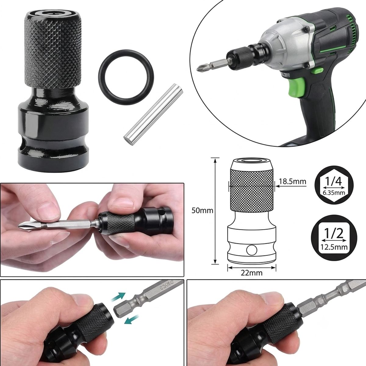 GENERICO - ADAPTADOR DE IMPACTO DE 12 A HEXAGONAL 14 50MM