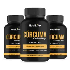 EMETRES - Pack 3 Cúrcuma + Pimienta Negra Nutrilife+ 180 Cápsulas