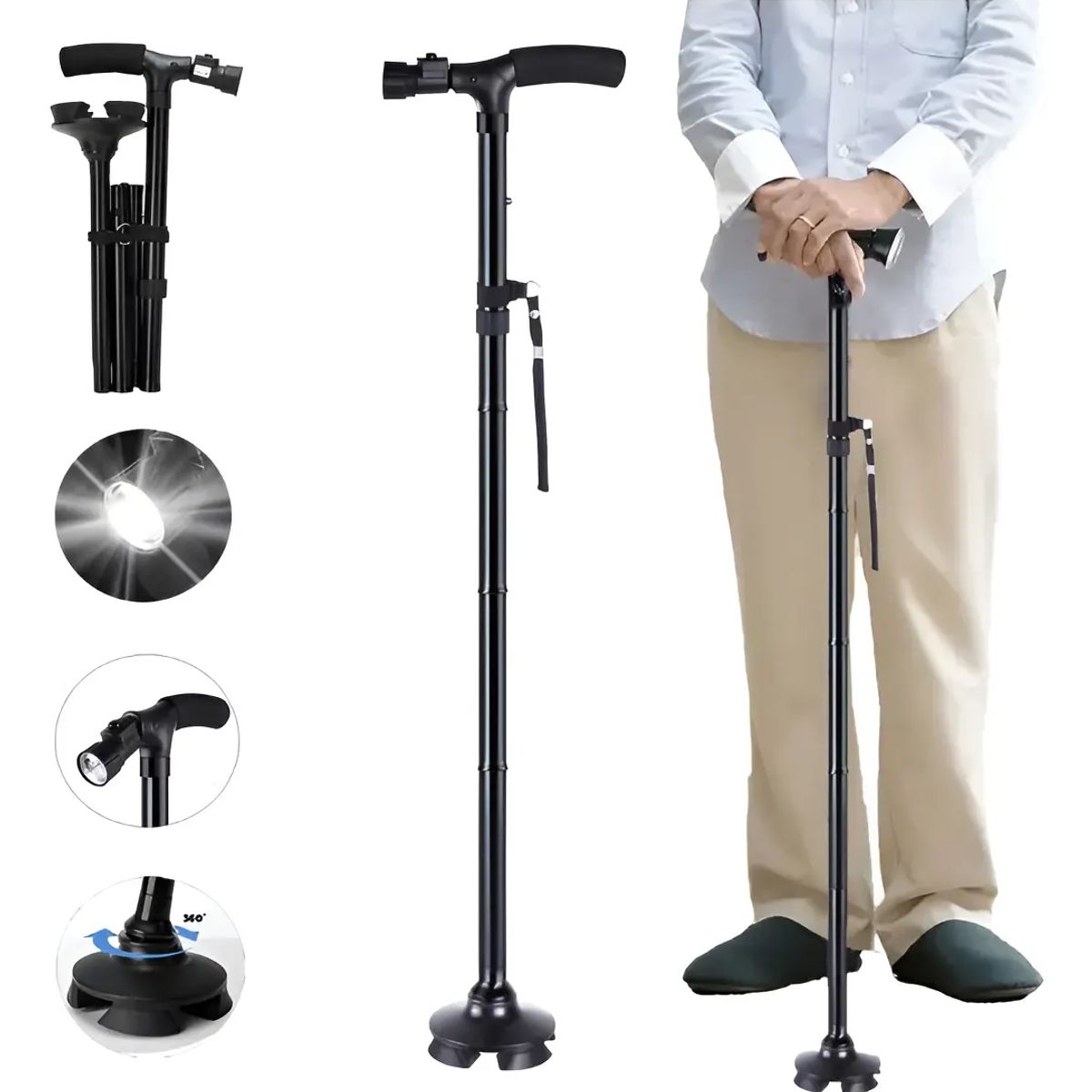 MOVI - BASTON ORTOPEDICO PLEGABLE CON LUZ