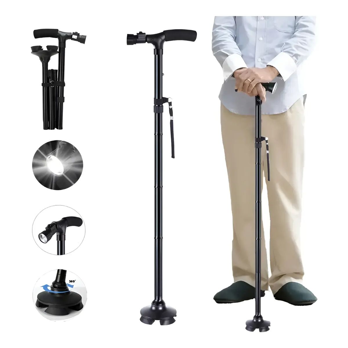 MOVI - BASTON ORTOPEDICO PLEGABLE CON LUZ