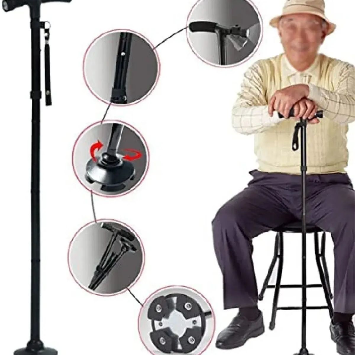 MOVI - BASTON ORTOPEDICO PLEGABLE CON LUZ