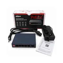 DAHUA - Switch PoE 6 Puertos 60W 4 PoE + 2 Gigabit Uplink