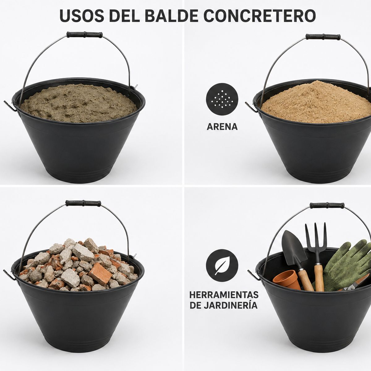 F3C - BALDE CONCRETERO F3C PLASTICO NEGRO