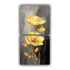 GENERICO - Cuadro de arte amarillo y oro 80x40 cm con bastidor