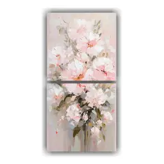 GENERICO - Cuadro decorativo flores blanco y rosa 80x40cm