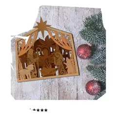 GENERICO - Cuadro Decorativo Pesebre 3D en Madera para Navidad