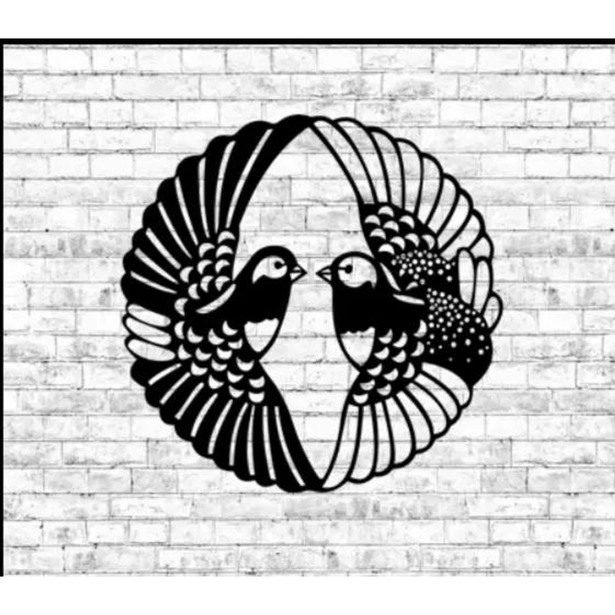 GENERICO - Cuadro Decorativo con Figura Geométrica y Pareja de Aves