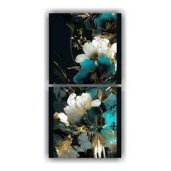 GENERICO - Cuadros decorativos 80x40 cm tonos turquesa y dorado