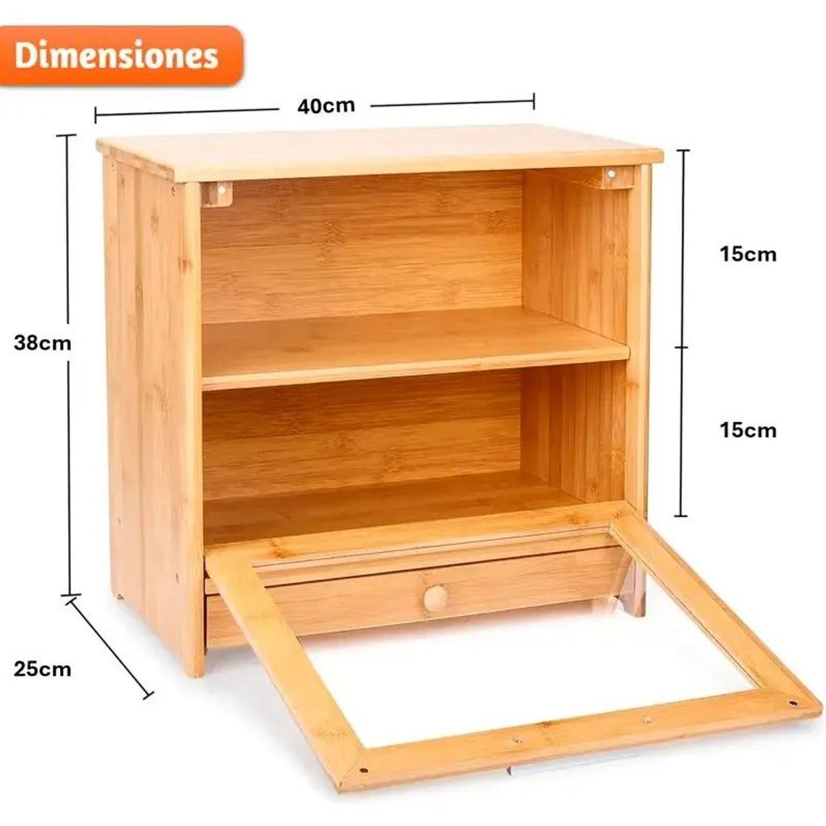 GENERICO - Caja de Pan de Bambú Grande Cuadrada para Cocina