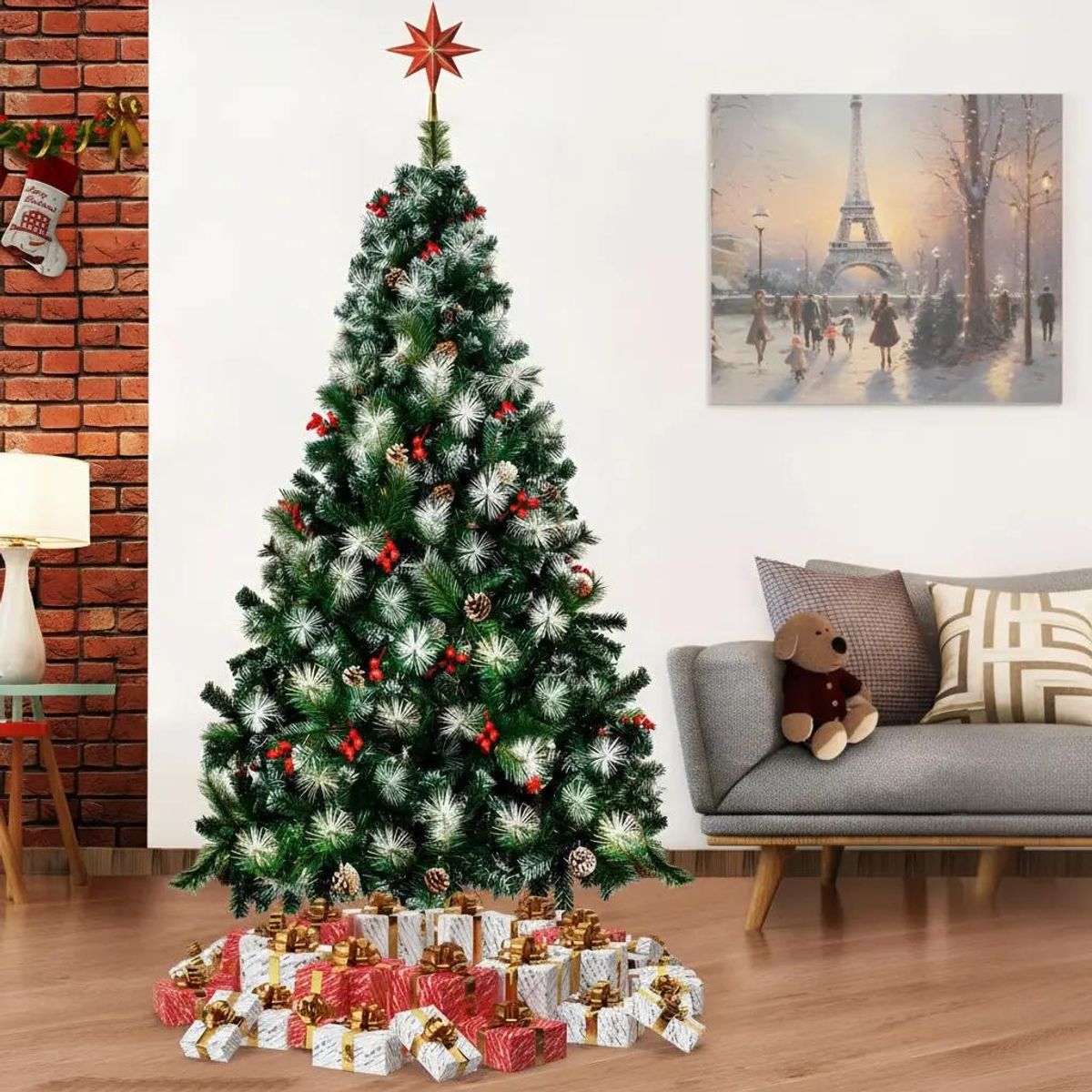 GENERICO - Árbol de Navidad 2.1m con 1256 ramas y cerezas
