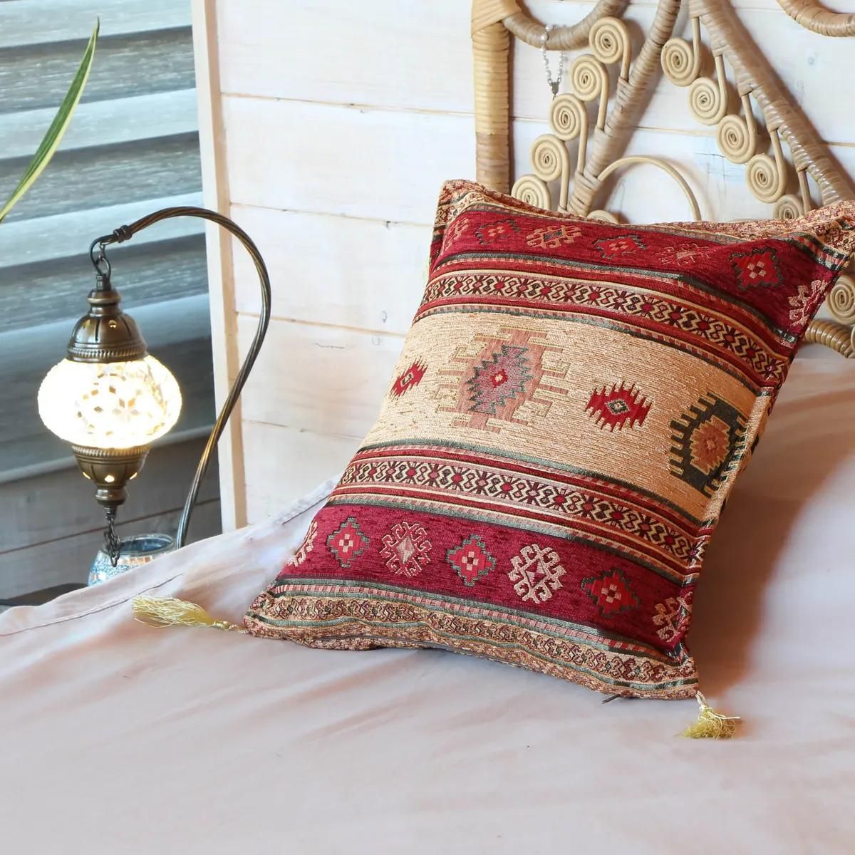 GENERICO - Dúo de cojines Kilim rojo 44x44 cm