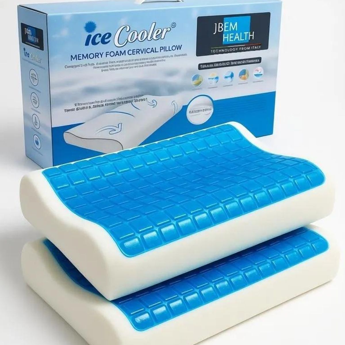 GENERICO - Pack 2 Almohadas Cervicales Memory Foam Gel 60x35cm