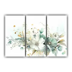 GENERICO - Cuadro Floral Acuarela Hojas Verdes 60x40cm