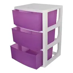 GENERICO - Organizador plástico 3 cajones colores morado