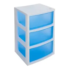 GENERICO - Organizador plástico 3 cajones colores azul