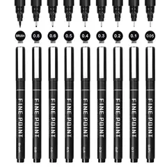 GENERICO - Set 9 Tiralíneas de Tinta Pigmentada Negra