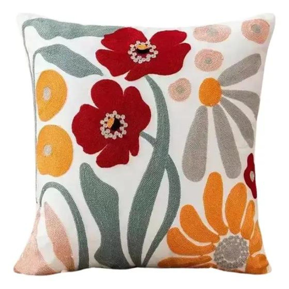 GENERICO - Set 4 Fundas de Cojín Floral con Rellenos 45x45 cm