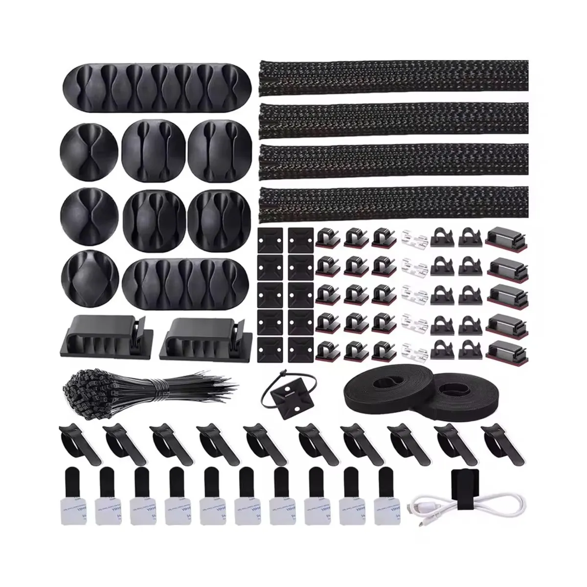 GENERICO - Kit Organizador De Cables 173 Piezas Color Negro