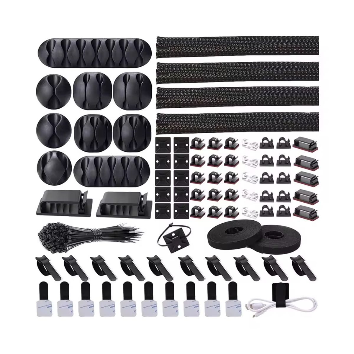 GENERICO - Kit Organizador De Cables 173 Piezas Color Negro
