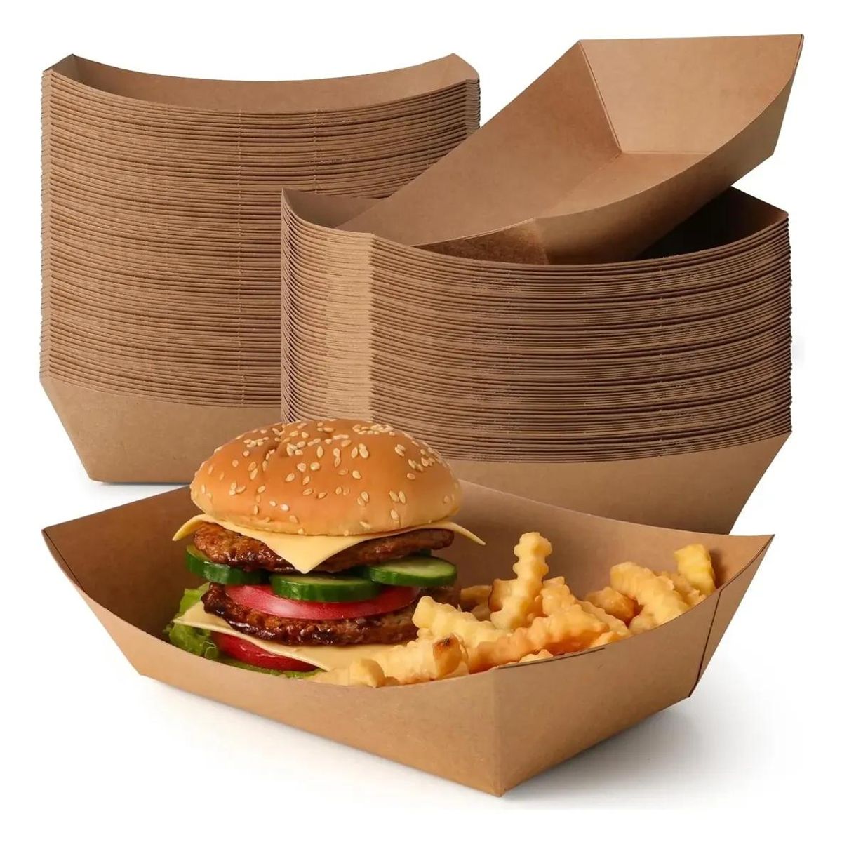 GENERICO - Bandeja Kraft Rectangular 17,5x24 cm 50 unidades