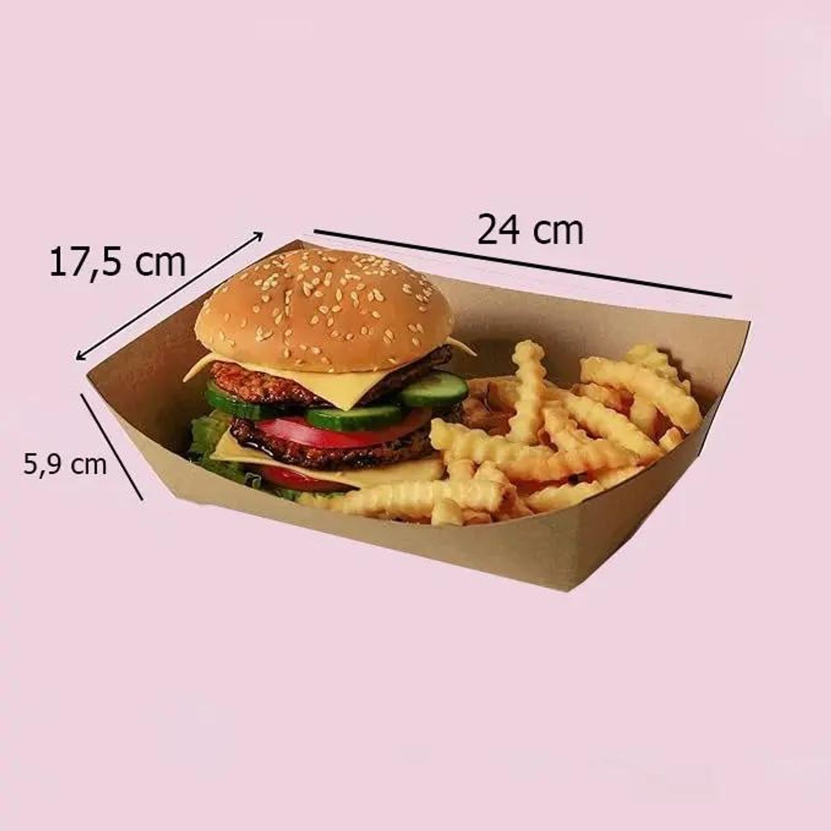 GENERICO - Bandeja Kraft Rectangular 17,5x24 cm 50 unidades