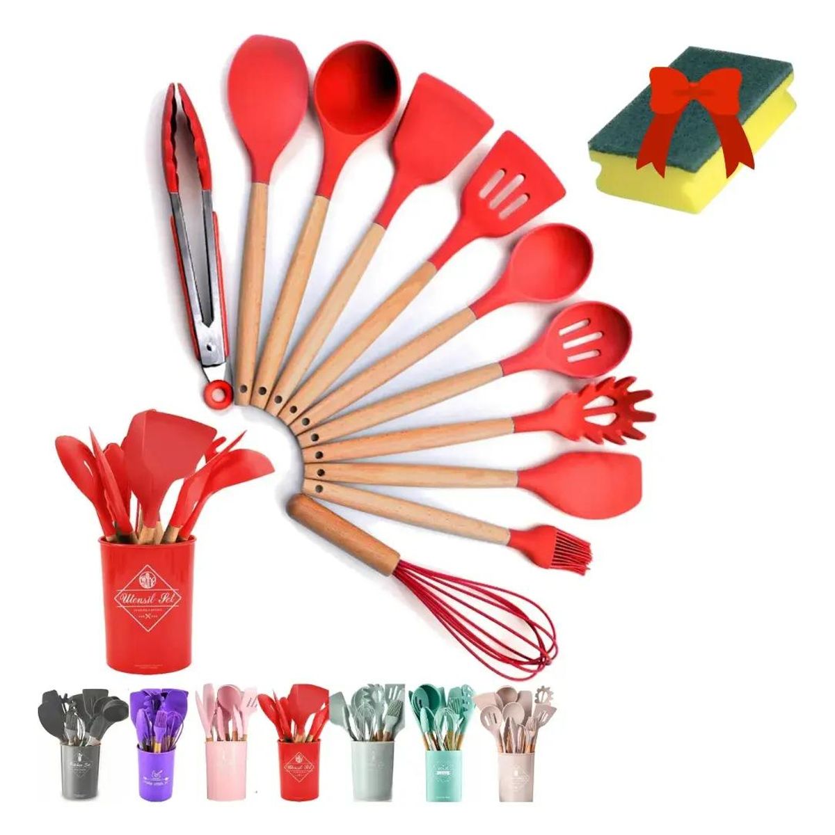 GENERICO - Set 12 Palas y Espátulas de Cocina en Colores
