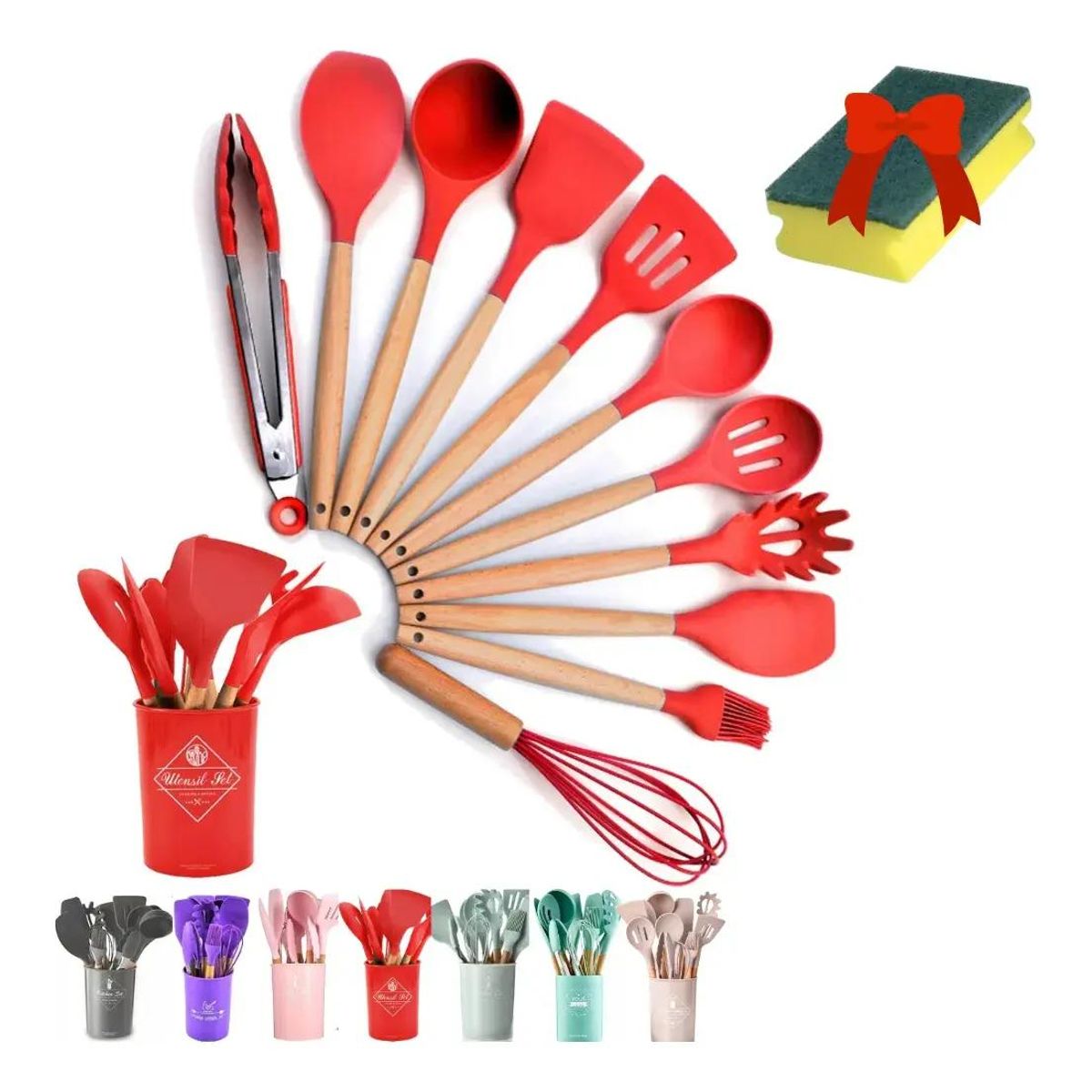 GENERICO - Set 12 Palas y Espátulas de Cocina en Colores