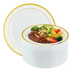 GENERICO - Set 20 Platos Desechables Plástico Elegantes 25cm