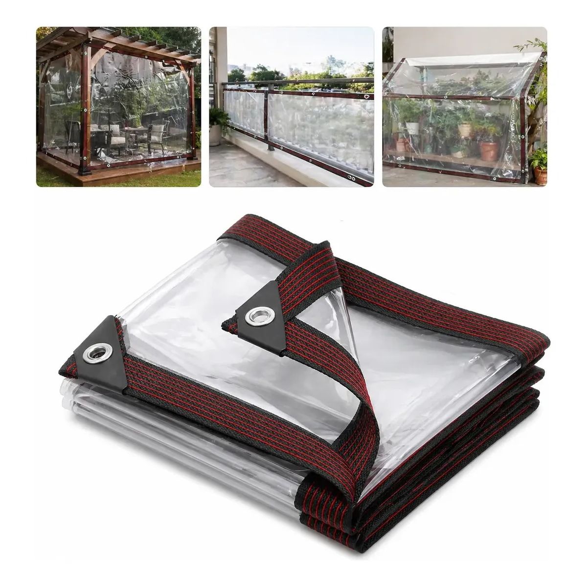GENERICO - Lona Transparente Impermeable 6x4mts con Ojales, Lona Multiusos Transparente