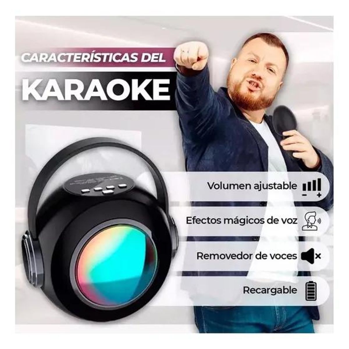 GENERICO - Parlante Bluetooth Karaoke con Micrófono y Modificador de
