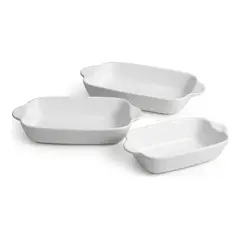 GENERICO - Set de 3 Fuentes de Cerámica para Horno Blanco