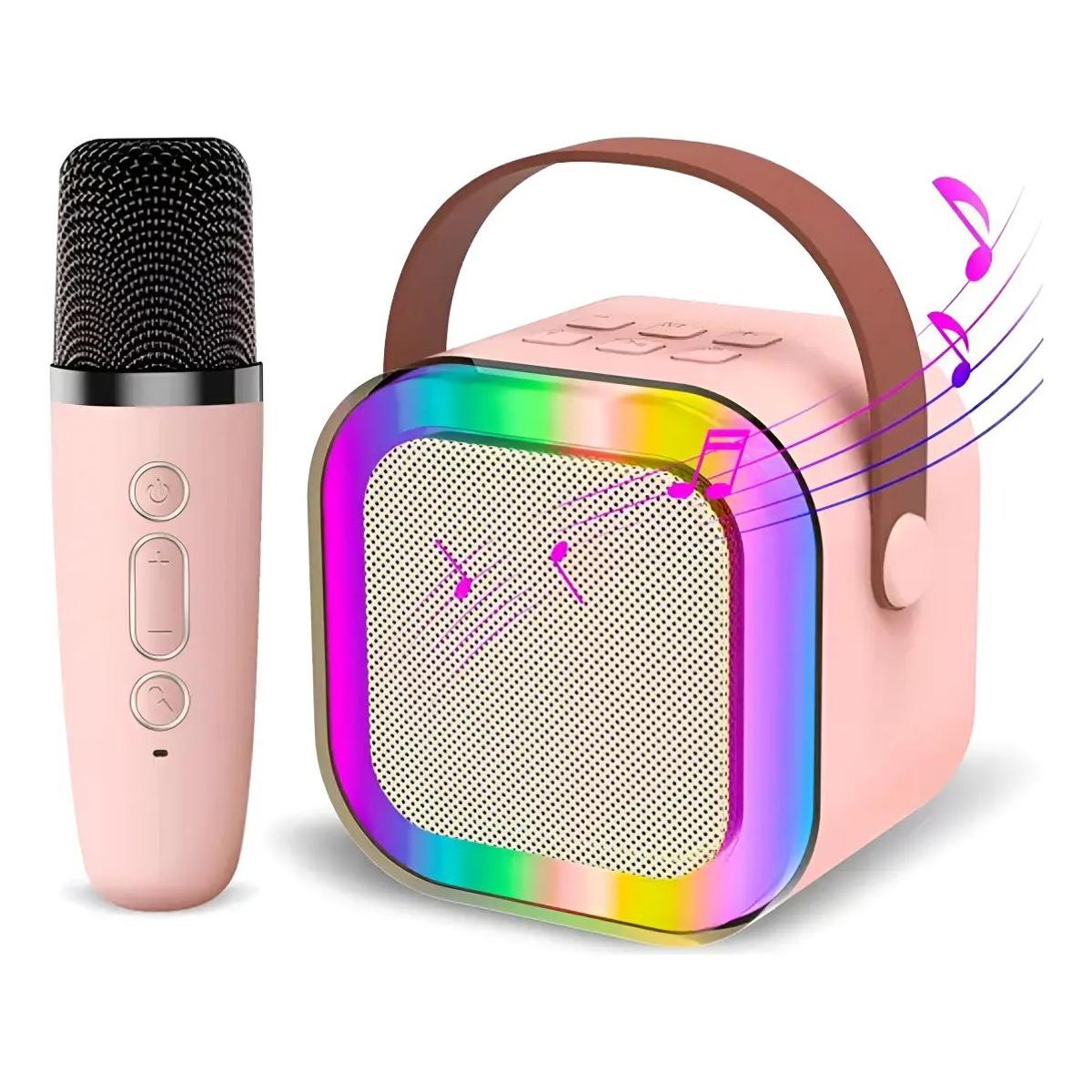 GENERICO - Mini parlante portátil con micrófono y luces LED