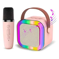 GENERICO - Mini parlante portátil con micrófono y luces LED