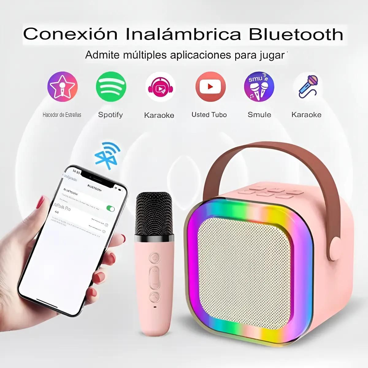 GENERICO - Mini parlante portátil con micrófono y luces LED