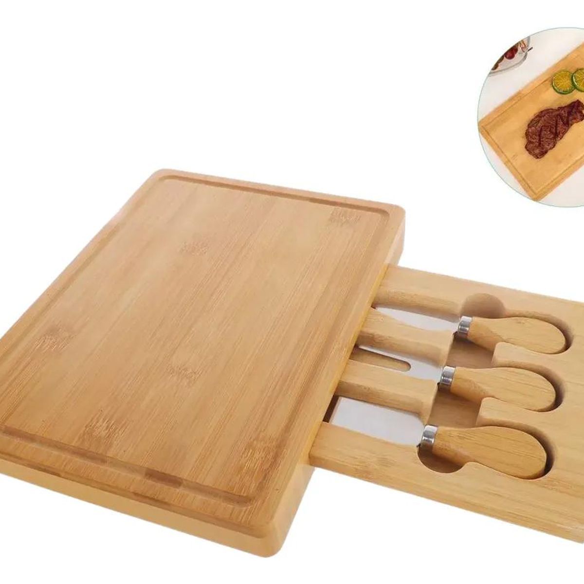 GENERICO - Juego de tablas de queso de bambú con 3 utensilios