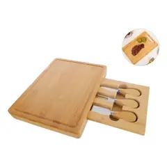 GENERICO - Juego de tablas de queso de bambú con 3 utensilios